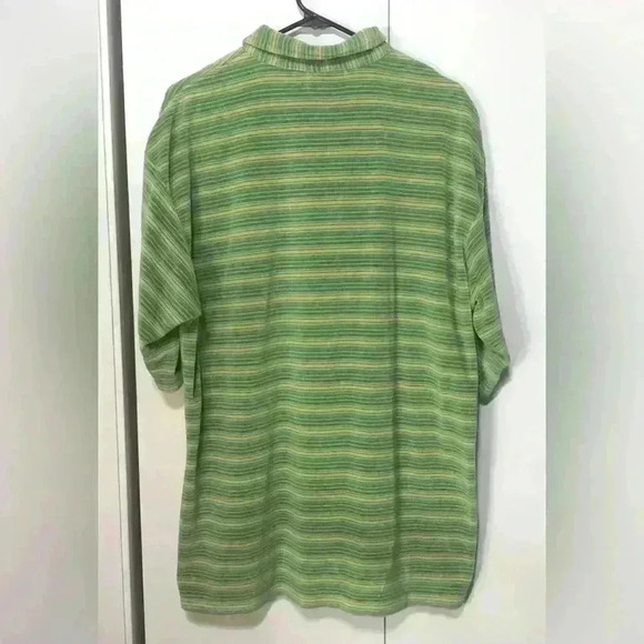 Twenty Six Red Vintage 90’s Mens Green Yellow Striped 1/4 Zip Polo Size Large - Picture 5 of 12